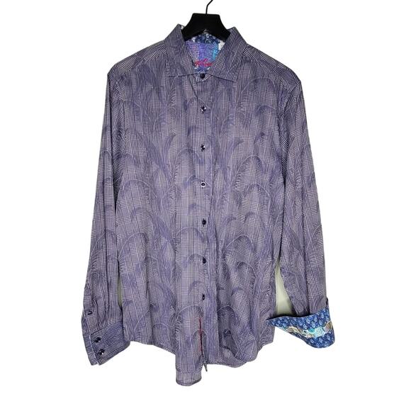 Robert Graham Shirt Large Purple Classic Fit Long Sleeve Flip Cuff Cotton‎